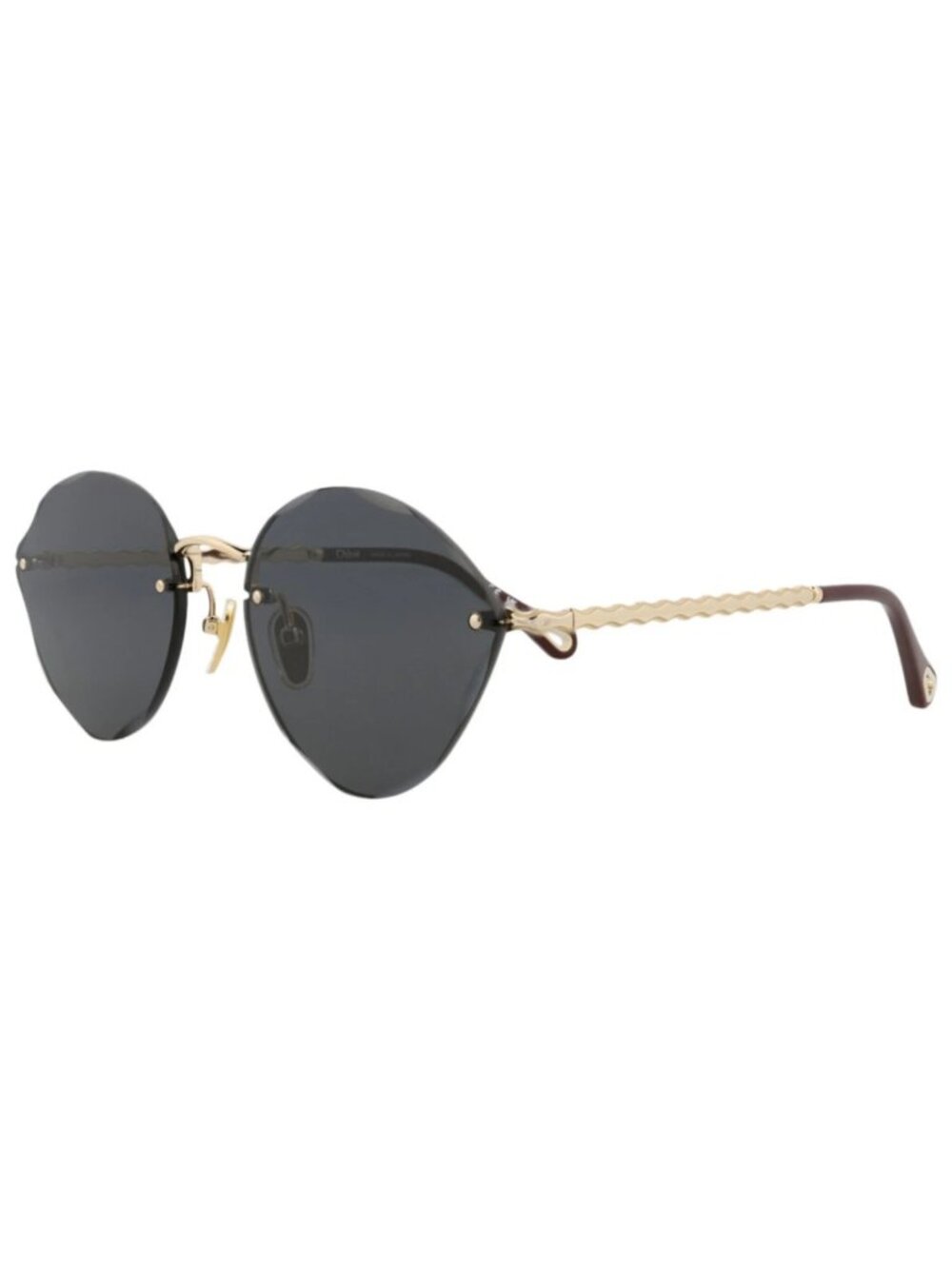 New Chloé Women's Sunglasses Cat Eye Metal Frame Gold Gold Grey